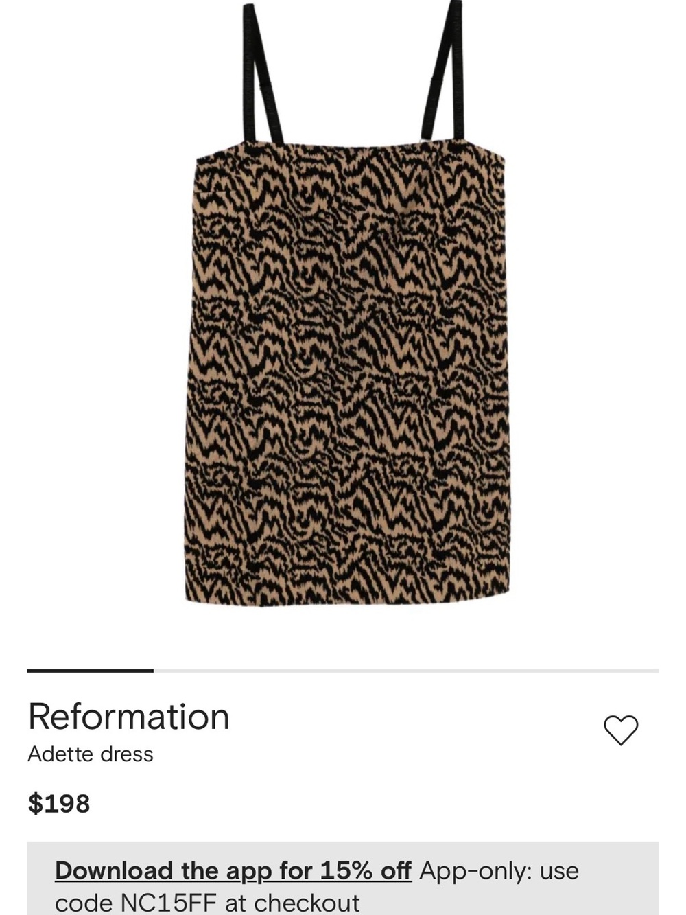 Reformation Adette Mini Dress in Black and Tan Animal Print
